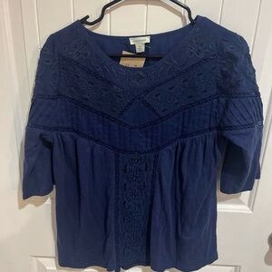 Sundance Navy Blue Lace Blouse